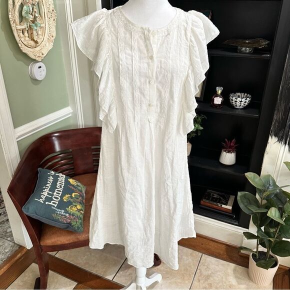 Max Studio Cotton White Dress Size Large NWT - Picture 1 of 11